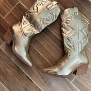 Gold cowboy boots